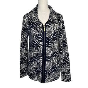 Lilly Pulitzer blue & white print zip-up jacket size S